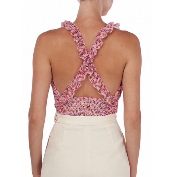 Amur Caelynn Floral Smocked Ruffle Cross Back Top .Size XL - Picture 2 of 16